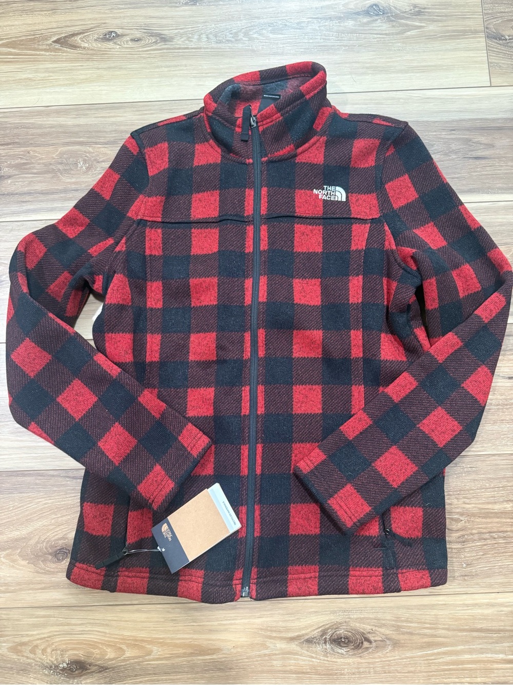 The North Face Women’s Red and Black Buffalo Check Fleece Jacket